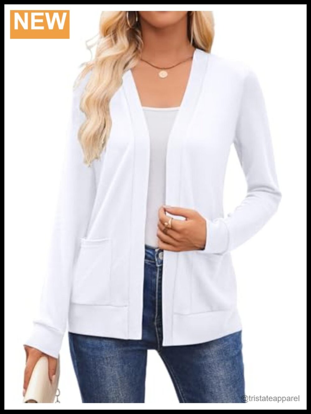 Womens Lightweight Open Front Knit Cardigan with Pockets Long Sleeve